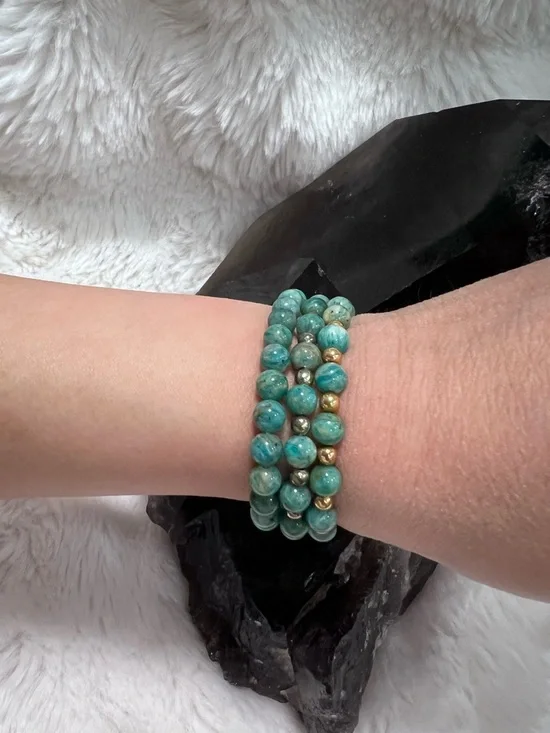 Handmade Amazonite Stretch Bracelet Stack - Picture 2 of 3